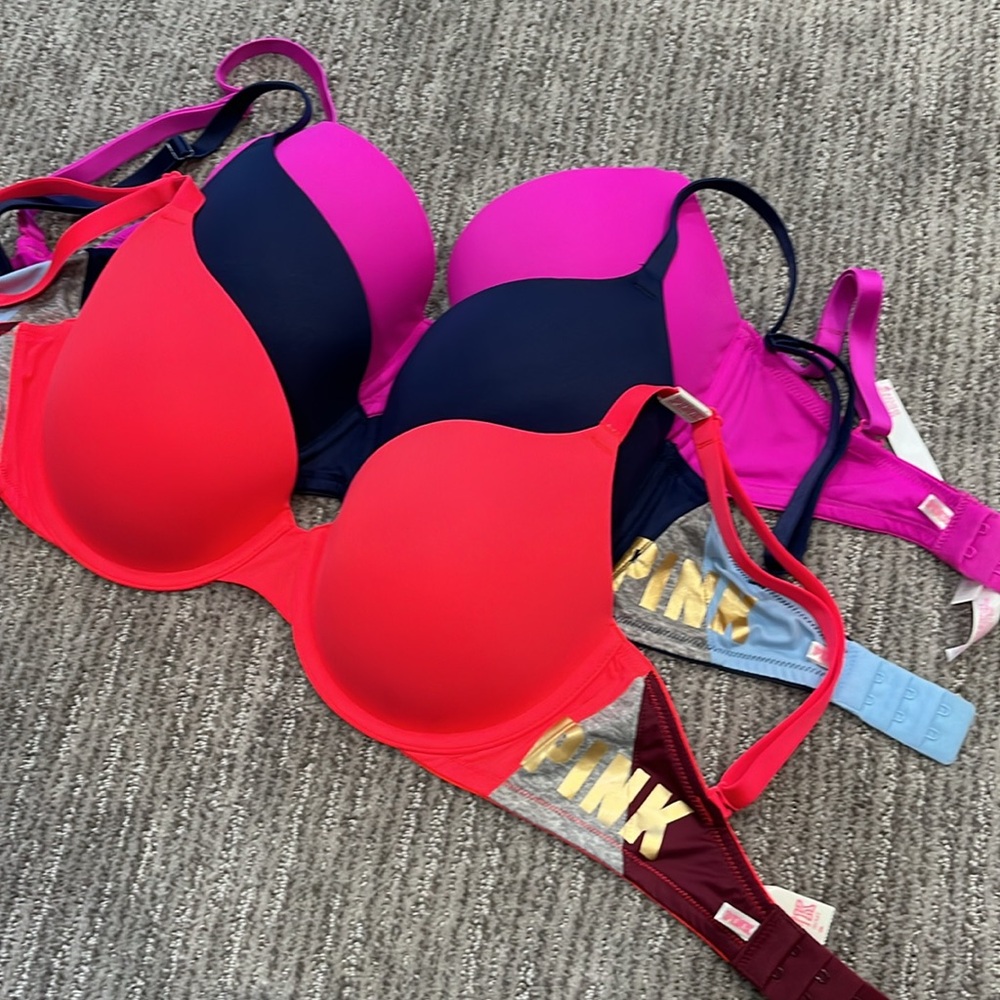 Pink Victorias Secret Wear Everywhere T Shirt Bras - LOT OF 3 - 32DD - Picture 3 of 16